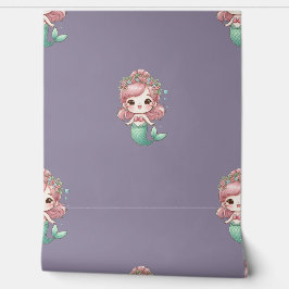 マーメイドパターングリーンコーラルピンクブルーパープル 壁紙