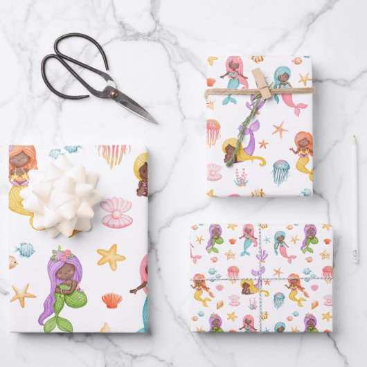 マーメイドパターン ラッピングペーパーシート (正面)
