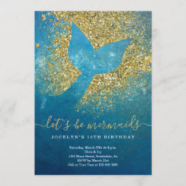マーメイドパーソナライズされたをテーマにした誕生日パーティー 招待状