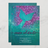 マーメイドパーソナライズされたをテーマにした誕生日パーティー 招待状 (正面/裏面)