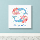 マーメイドパーソナライズされたキャンバス印刷 キャンバスプリント (インサイチュ (ウッドフロア))