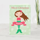 マーメイドパーソナライズされたクリスマス シーズンカード (正面)