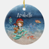 マーメイドパーソナライズされたクリスマス セラミックオーナメント (裏面)