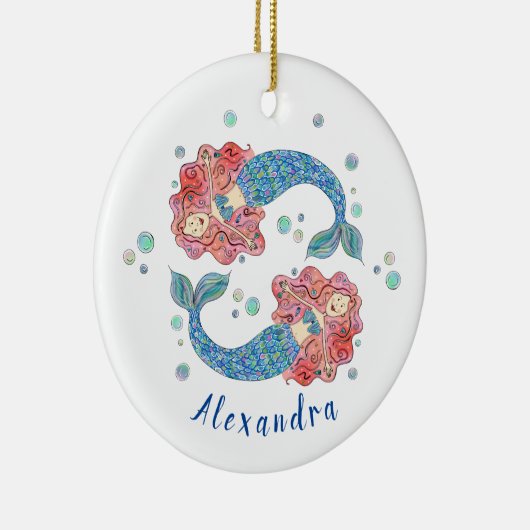 マーメイドパーソナライズされたセラミックの木の装飾 セラミックオーナメント (右)