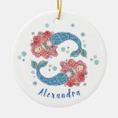 マーメイドパーソナライズされたセラミックの木の装飾 セラミックオーナメント (正面)