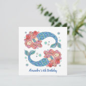 マーメイドパーソナライズされたチルドレン誕生日招待状 (スタンド正面)