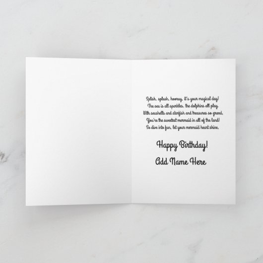 マーメイドパーソナライズされたハッピーバースデーカード カード (内部)