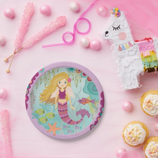 マーメイドパーソナライズされたバースデーパーティー紙プレート ペーパープレート (パーティー)