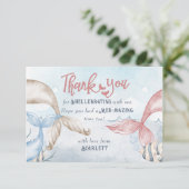 マーメイドパーソナライズされたパーティーとマーメイド・パン サンキューカード (スタンド正面)