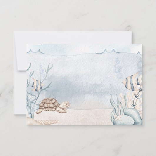 マーメイドパーソナライズされたパーティーとマーメイド・パン サンキューカード (裏面)