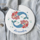 マーメイドパーソナライズされたパーティーボタンバッジ 缶バッジ (インサイチュ)