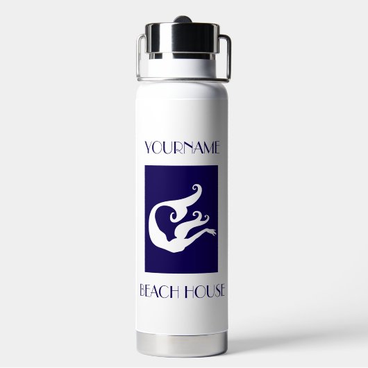 マーメイドパーソナライズされたビーチハウスウォーターボトル ウォーターボトル (背面)