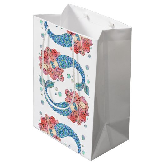 マーメイドパーソナライズされたミディアム抱き枕 ミディアムペーパーバッグ (裏面アングル)