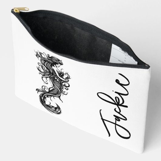 マーメイドパーソナライズされたモノグラム アクセサリーポーチ (見開き)