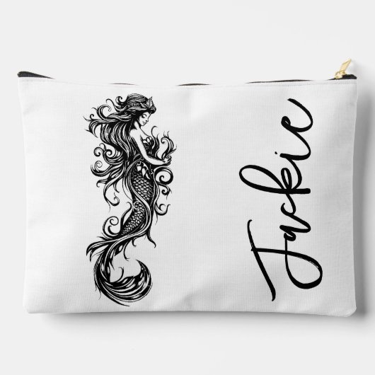 マーメイドパーソナライズされたモノグラム アクセサリーポーチ (裏面)