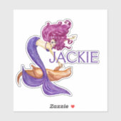 マーメイドパーソナライズされた名かわいい紫 シール (シート)