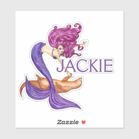 マーメイドパーソナライズされた名かわいい紫 シール (シート)