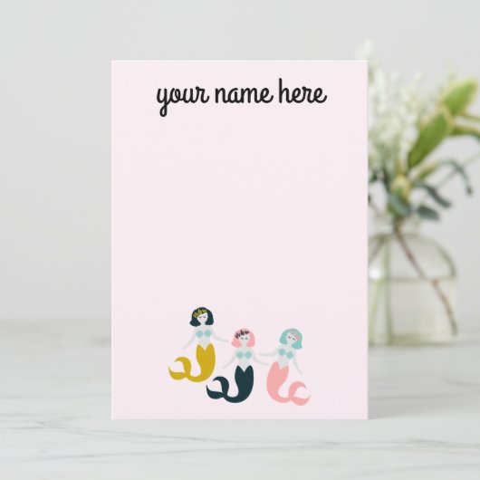 マーメイドパーソナライズされた文房具ノテカード 招待状 (スタンド正面)