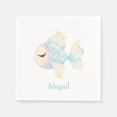 マーメイドパーソナライズされた誕生日パーティー スタンダードカクテルナプキン (正面)