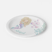 マーメイドパーソナライズされた誕生日パーティー ペーパープレート (アングル)