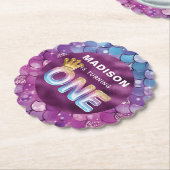 マーメイドパーソナライズされた誕生日ピンク ペーパーコースター (アングル)