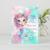 マーメイドパーソナライズされた誕生日招待状 招待状 (スタンド正面)