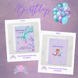 マーメイドパーソナライズされた誕生日招待状 案内状