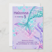 マーメイドパーソナライズされた誕生日招待状 案内状 (正面)