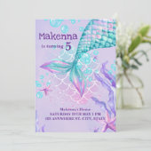 マーメイドパーソナライズされた誕生日招待状 案内状 (スタンド正面)