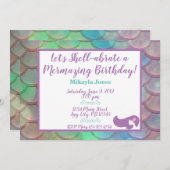 マーメイドパーソナライズされた誕生日 招待状 (正面/裏面)