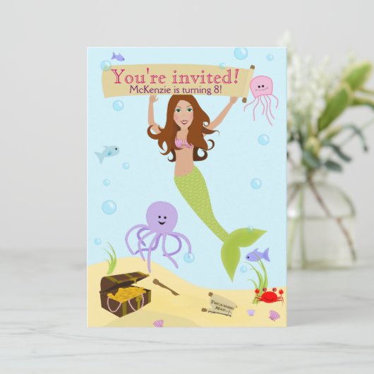 マーメイドパーティの招待状 招待状 (スタンド正面)