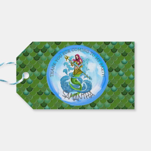 マーメイドパーティーはかりで測グリーンサンキューギフトラベル ギフトタグ (裏面横)