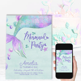 マーメイドパーティーエイジマーメイドテール誕生日 招待状