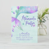 マーメイドパーティーエイジマーメイドテール誕生日 招待状 (スタンド正面)