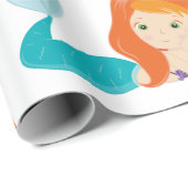 マーメイドパーティーオレンジラッピング紙 ラッピングペーパー (ロールコーナー)