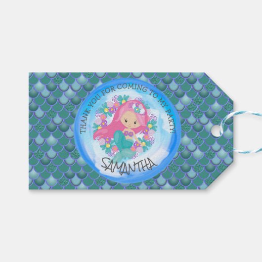 マーメイドパーティーグリーンサンキューギフトラベル ギフトタグ (正面(横))