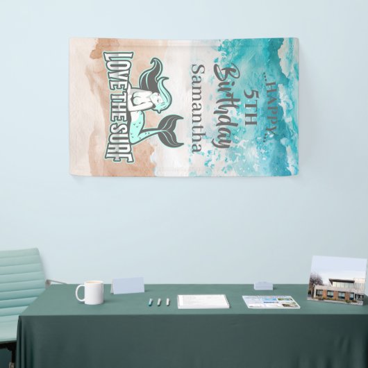 マーメイドパーティーサーフブルーテーマバナー 横断幕 (トレードショー)