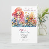マーメイドパーティートレンディー人気がある小さな女の子誕生日 招待状 (スタンド正面)