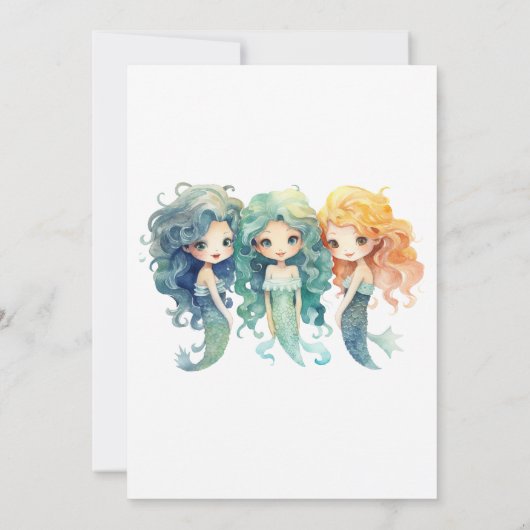マーメイドパーティートレンディー人気がある小さな女の子誕生日 招待状 (裏面)