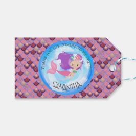 マーメイドパーティーパープルピンクありがとうギフトラベル ギフトタグ