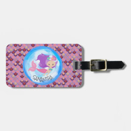 マーメイドパーティーパープルピンクはかりで測 ラゲッジタグ