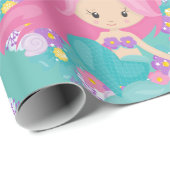 マーメイドパーティーパープルラッピング紙 ラッピングペーパー (ロールコーナー)