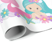 マーメイドパーティーパープルラッピング紙 ラッピングペーパー (ロールコーナー)