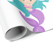 マーメイドパーティーパープルラッピング紙 ラッピングペーパー (ロールコーナー)