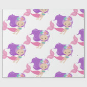 マーメイドパーティーパープルラッピング紙 ラッピングペーパー (フラット)