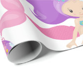 マーメイドパーティーパープルラッピング紙 ラッピングペーパー (ロールコーナー)