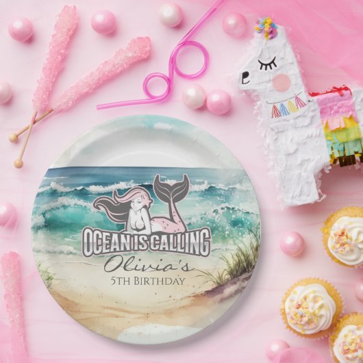 マーメイドパーティーピンク紙プレート ペーパープレート (パーティー)