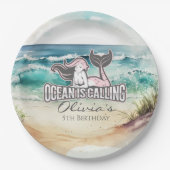 マーメイドパーティーピンク紙プレート ペーパープレート (正面)