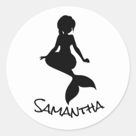 マーメイドパーティーブラッククラシックラウンドステッカー ラウンドシール