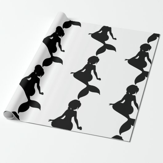 マーメイドパーティーブラックラッピング紙 ラッピングペーパー (アンロールド)